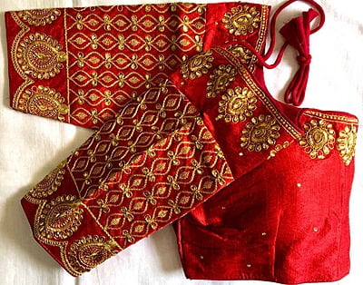 Silk Blouse With Zari Work Catalogue 1-Red Silk Blouse With Zari Work Catalogue 1-Red
