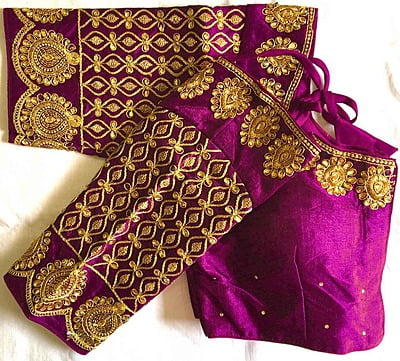 Silk Blouse With Zari Work Catalogue 1-Wine Silk Blouse With Zari Work Catalogue 1-Wine