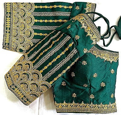 Silk Blouse With Zari Work Catalogue 2-BottleGreen Silk Blouse With Zari Work Catalogue 2-BottleGreen