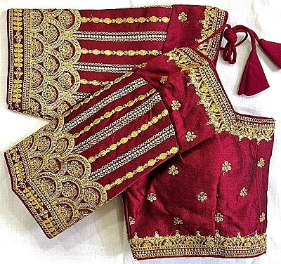 Silk Blouse With Zari Work Catalogue 2-Maroon Silk Blouse With Zari Work Catalogue 2-Maroon