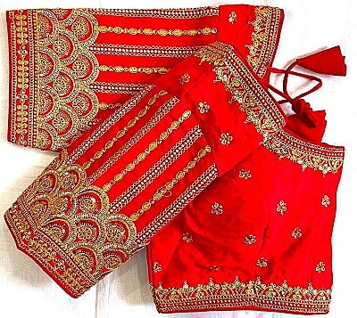 Silk Blouse With Zari Work Catalogue 2-Red Silk Blouse With Zari Work Catalogue 2-Red