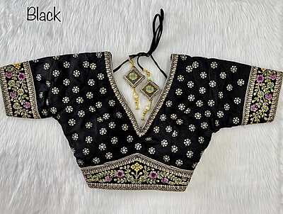 Silk Blouse With Zari Work Catalogue 3-Black Silk Blouse With Zari Work Catalogue 3-Black
