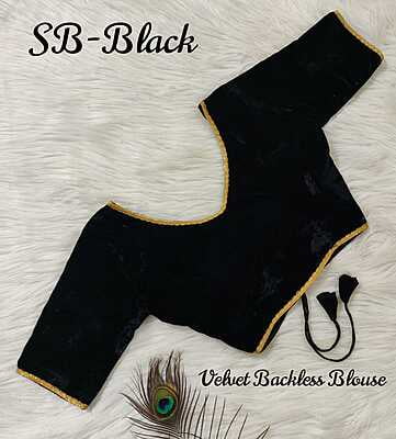 Velvet Backless Blouse With Tassels-Black-2