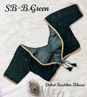 Velvet Backless Blouse With Tassels-BottleGreen-1