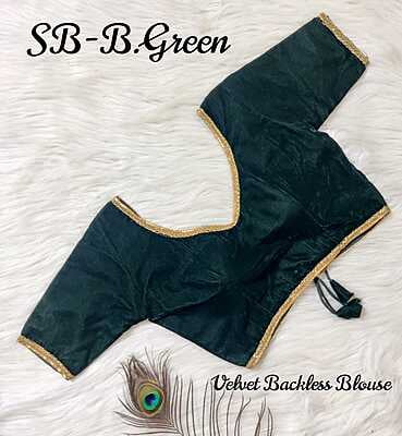 Velvet Backless Blouse With Tassels-BottleGreen-2