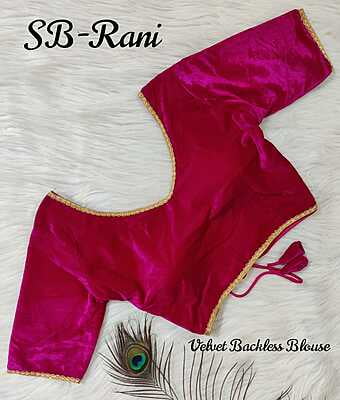 Velvet Backless Blouse With Tassels-Magenta-2