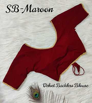 Velvet Backless Blouse With Tassels-Maroon-2