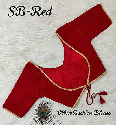 Velvet Backless Blouse With Tassels-Red-1