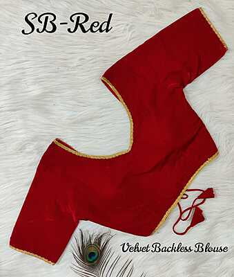 Velvet Backless Blouse With Tassels-Red-2