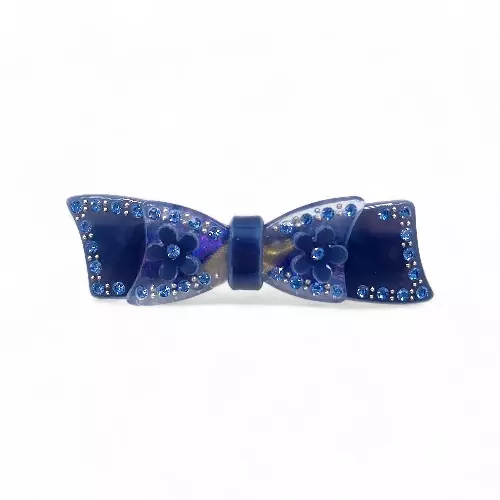 Elegant Blue Bow Crystal Hair Barrette Clip