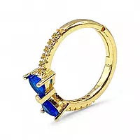Gold-Plated Adjustable Butterfly Bow Ring - Blue Zircon