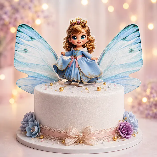 3 Pcs Blue Butterfly Wings with Princess