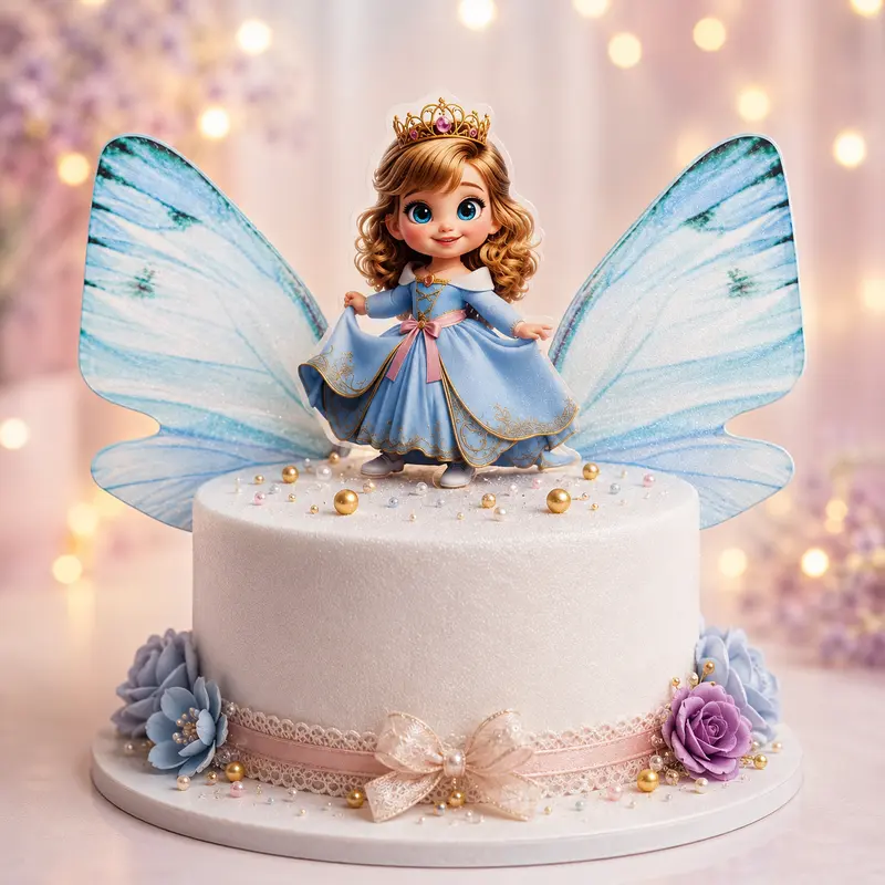 3 Pcs Blue Butterfly Wings with Princess