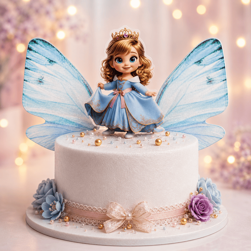 3 Pcs Blue Butterfly Wings with Princess