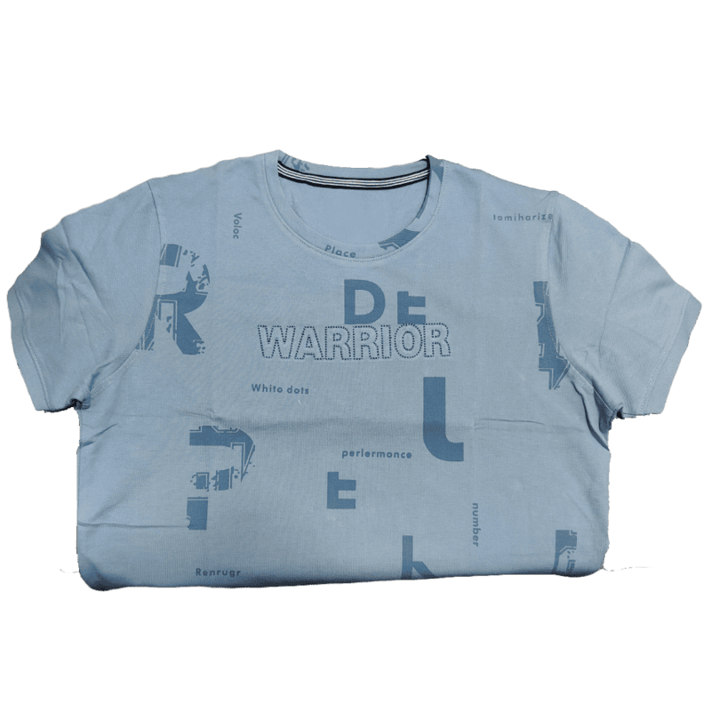Blue Printed Round Neck Tshirt
