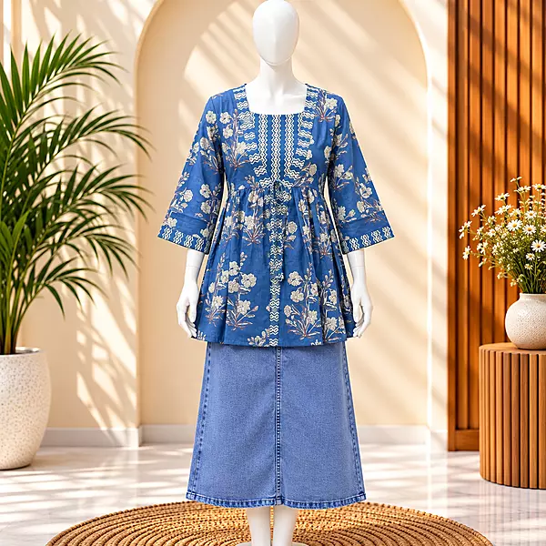 1829 blue floral top