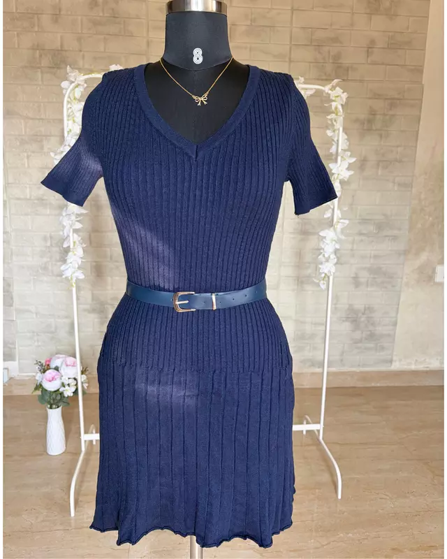 Knit Dress with Belt