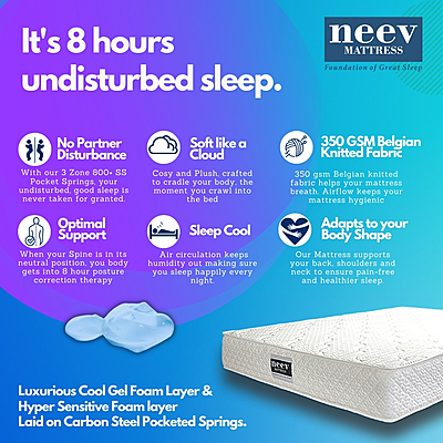 Neev 8 Inches Drowsie COOL GEL Spring Mattress