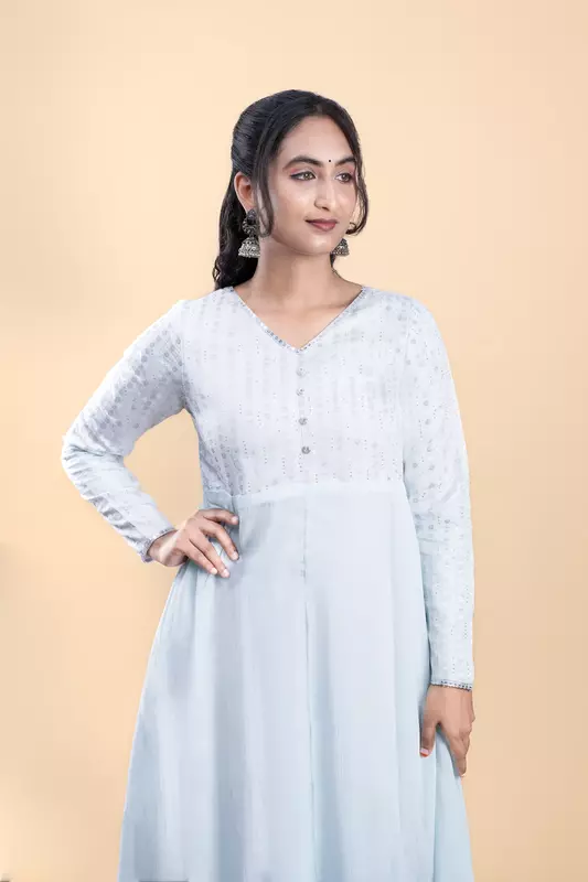 Women's Anarkali Ethnic Dress - Teal