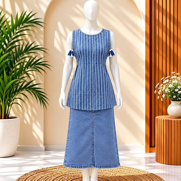 1828 blue patterned top