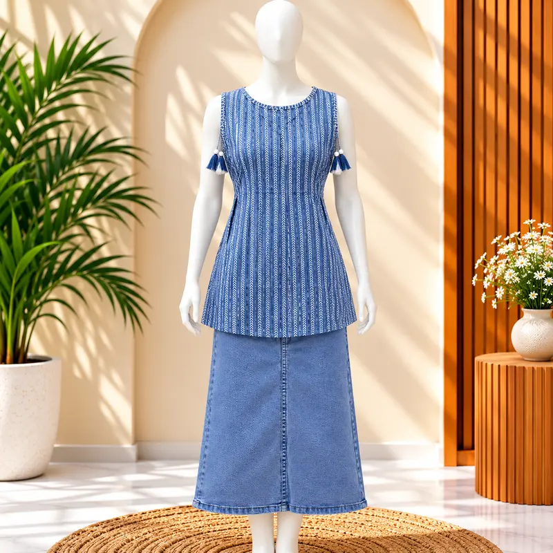 1828 blue patterned top