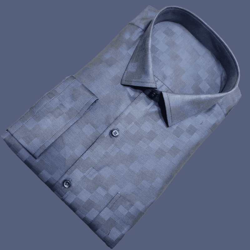 BLUE SELF DESIGN SHIRT