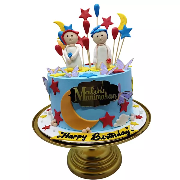 Blue Shaded Birthday Cake