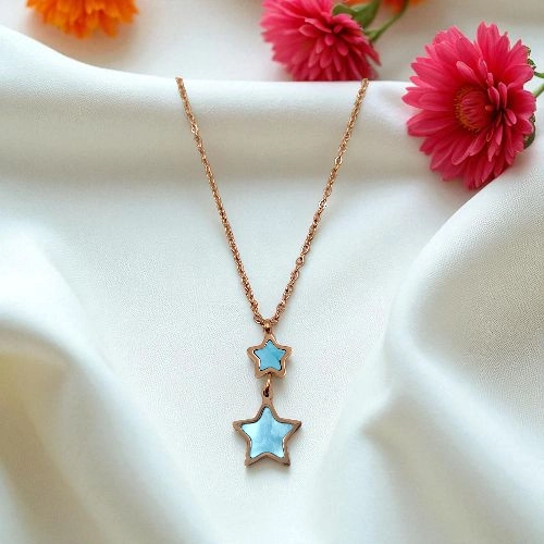Elegant Rose Gold & Blue Star Pendant