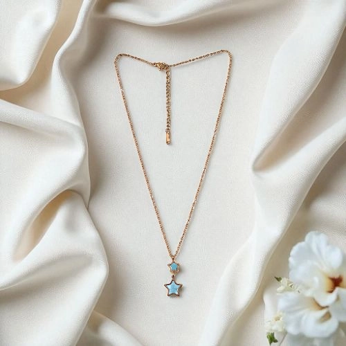 Elegant Rose Gold & Blue Star Pendant