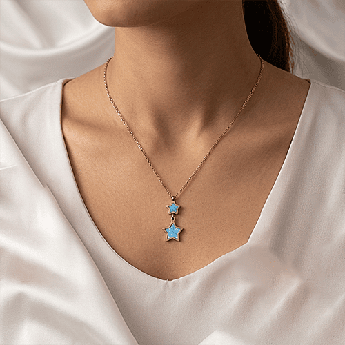 Elegant Rose Gold & Blue Star Pendant