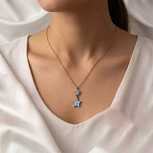 Elegant Rose Gold & Blue Star Pendant