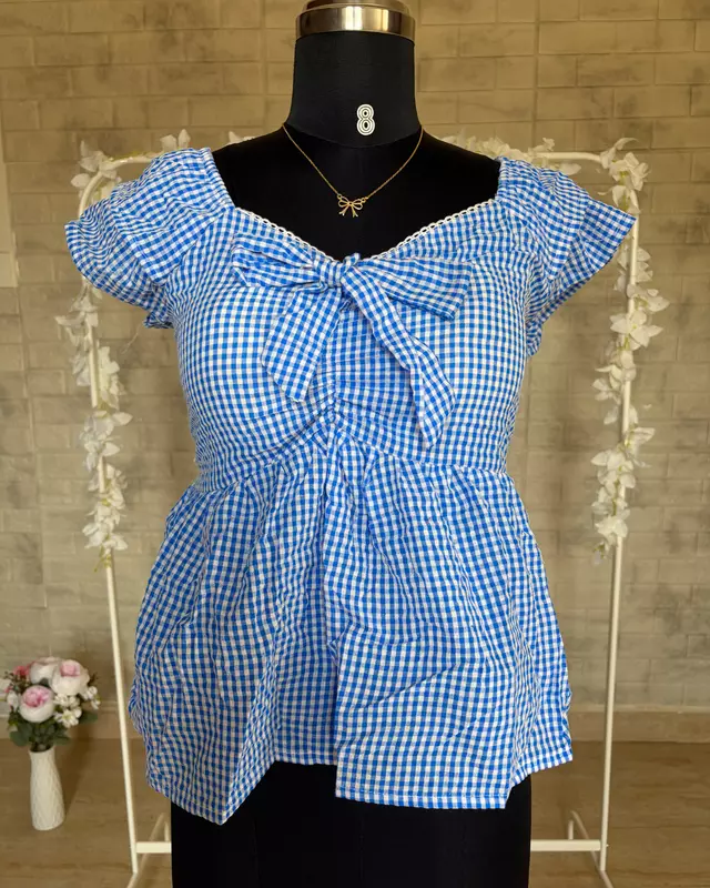 Gingham Peplum Top