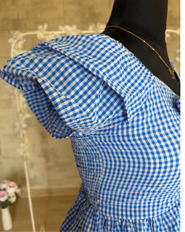 Gingham Peplum Top