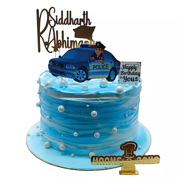 Blue-Themed Birthday Cake