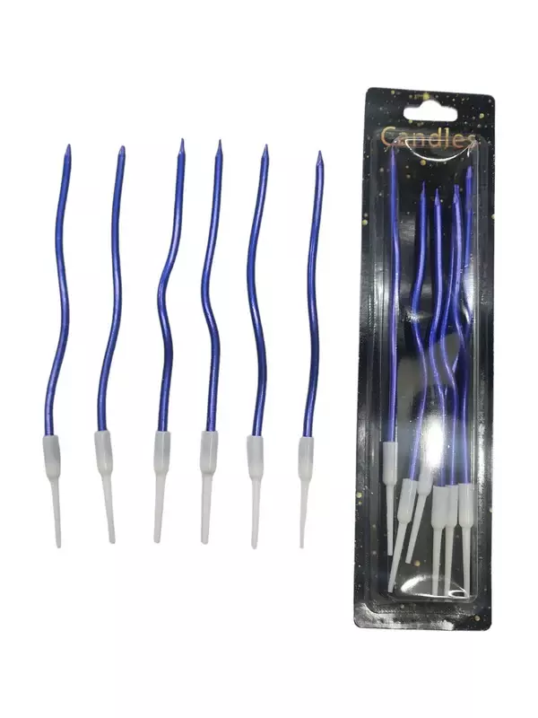 Blue Metallic Curly Candle | Party