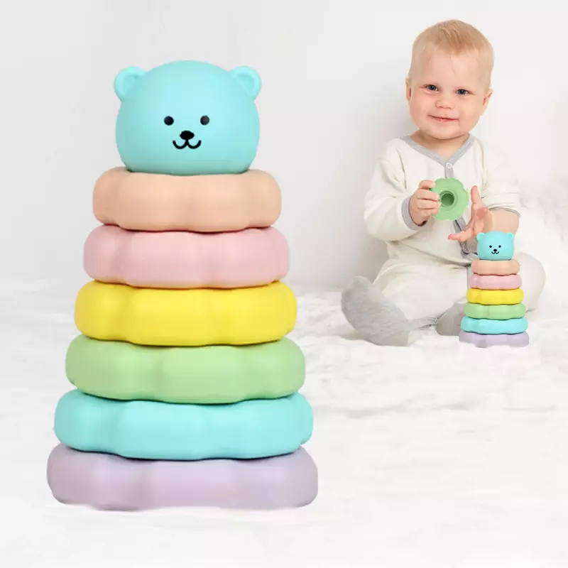 R For Rabbit - Orapple - Teddy Stacker Toy - Blue Teddy