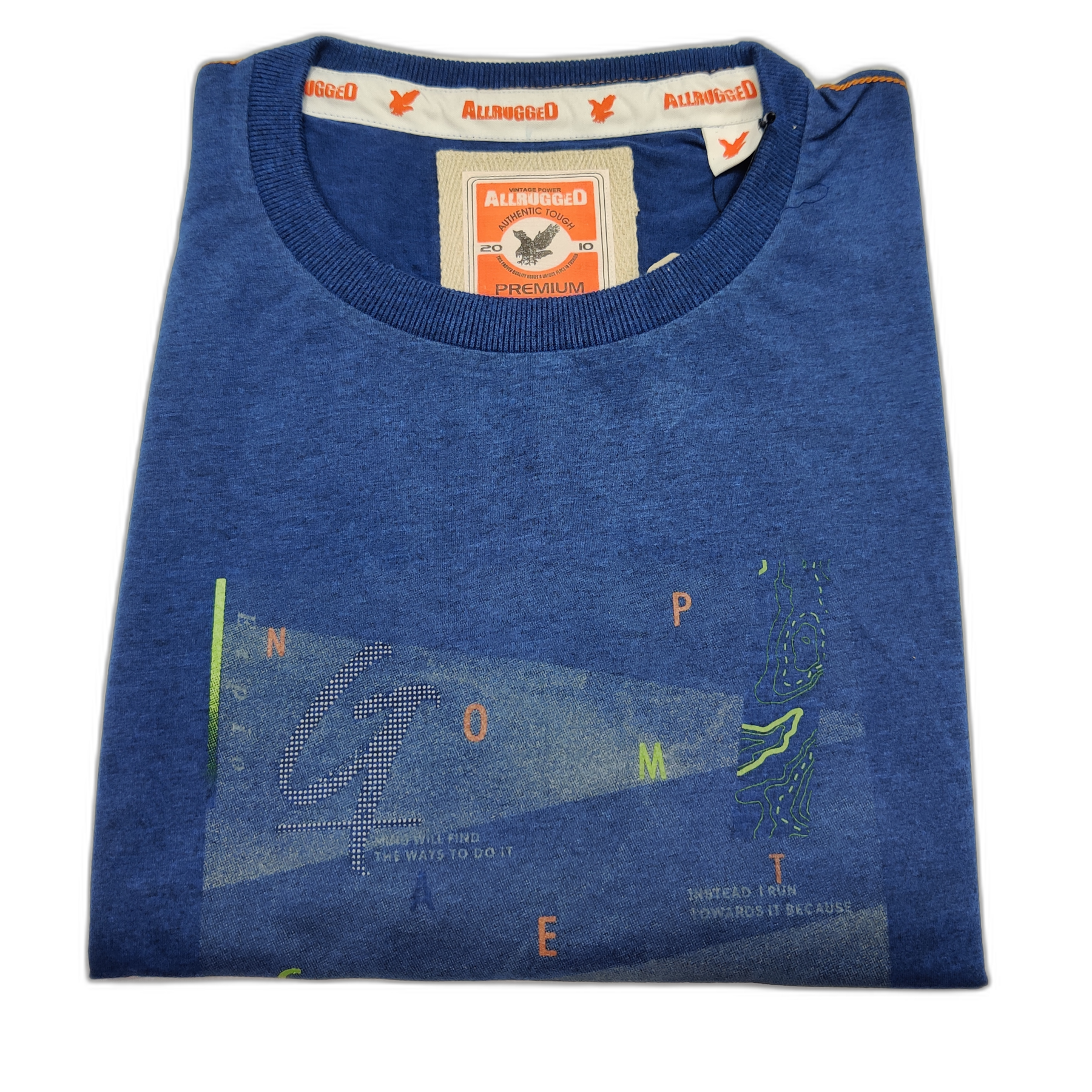 Blue Printed Round Neck Tshirt