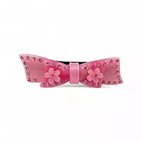 Elegant Bold Pink Bow Crystal Hair Barrette Clip