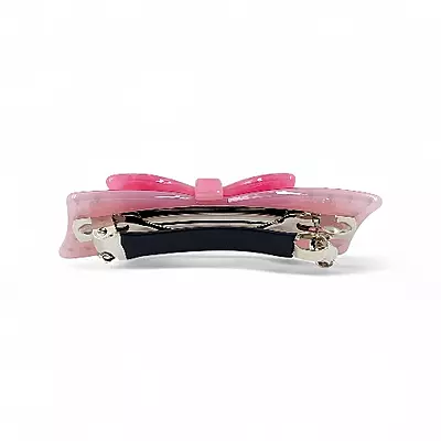 Elegant Bold Pink Bow Crystal Hair Barrette Clip