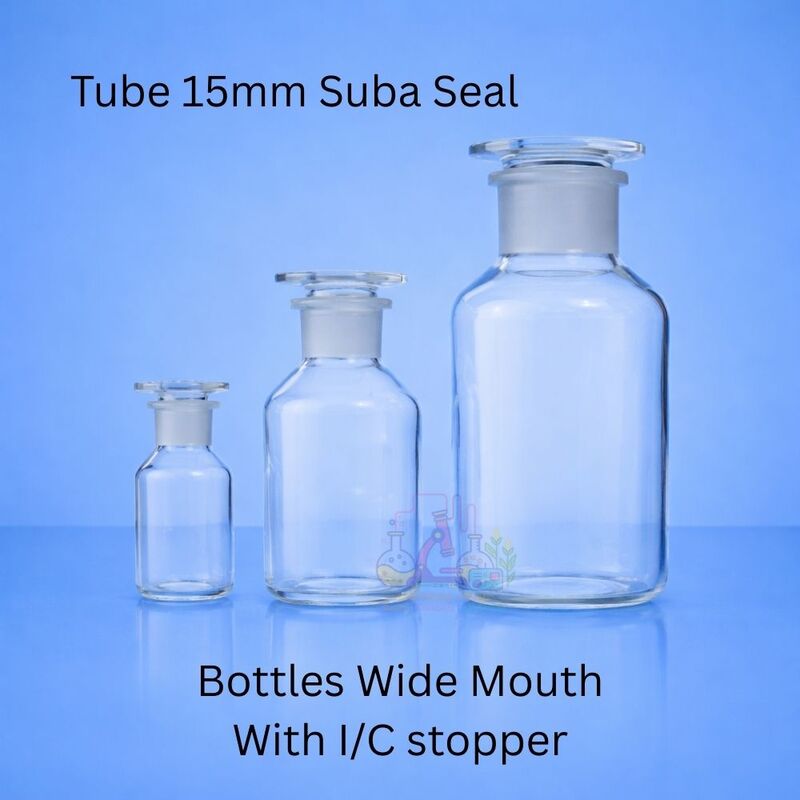 Bottles Wide Mouth with I/C stopper - Tube 15mm Suba Seal