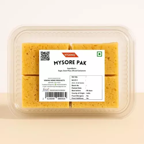 Vishnu Special Mysore Pak | Rich, Ghee-Soaked Sweet Delight-250g