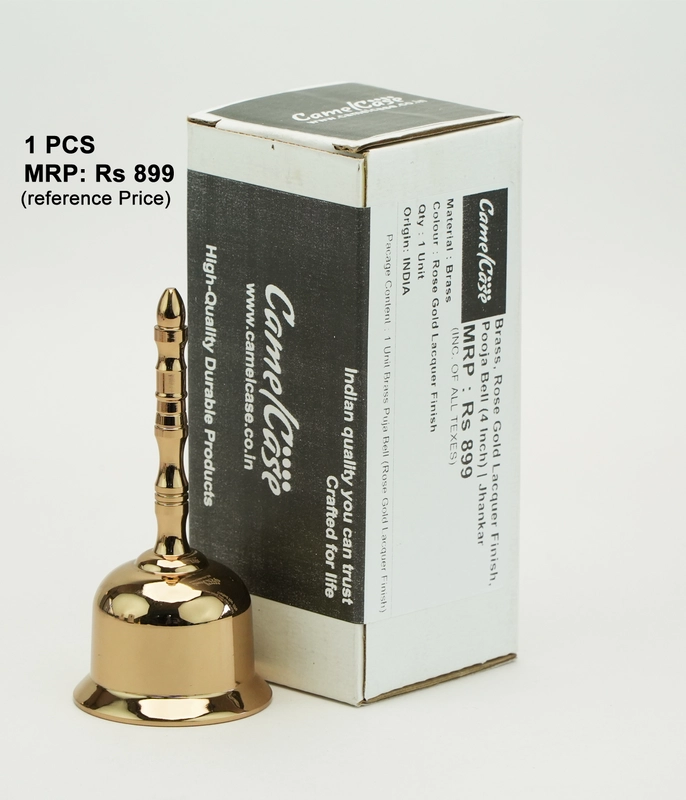 CamelCase 15 Pcs 100% Pure Brass Pooja Bell - Gold & Rose Gold Lacquer Finishes