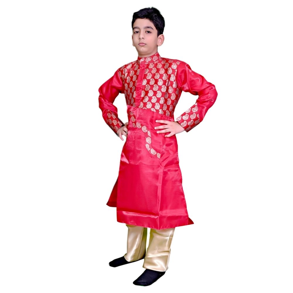 Boys Kathak Dance Dress in Maroon & Golden Color Boys Kathak Dance Dress in Maroon & Golden Color