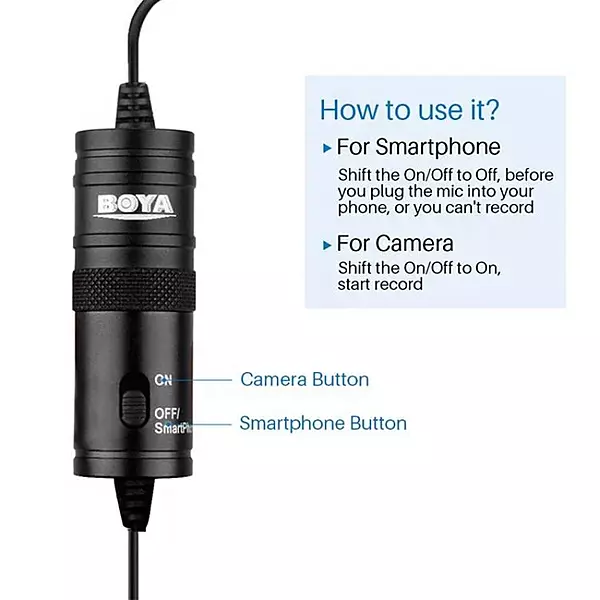 Boya BY-M1 Lavalier Microphone – Omnidirectional Clip Mic for Camera & Phone