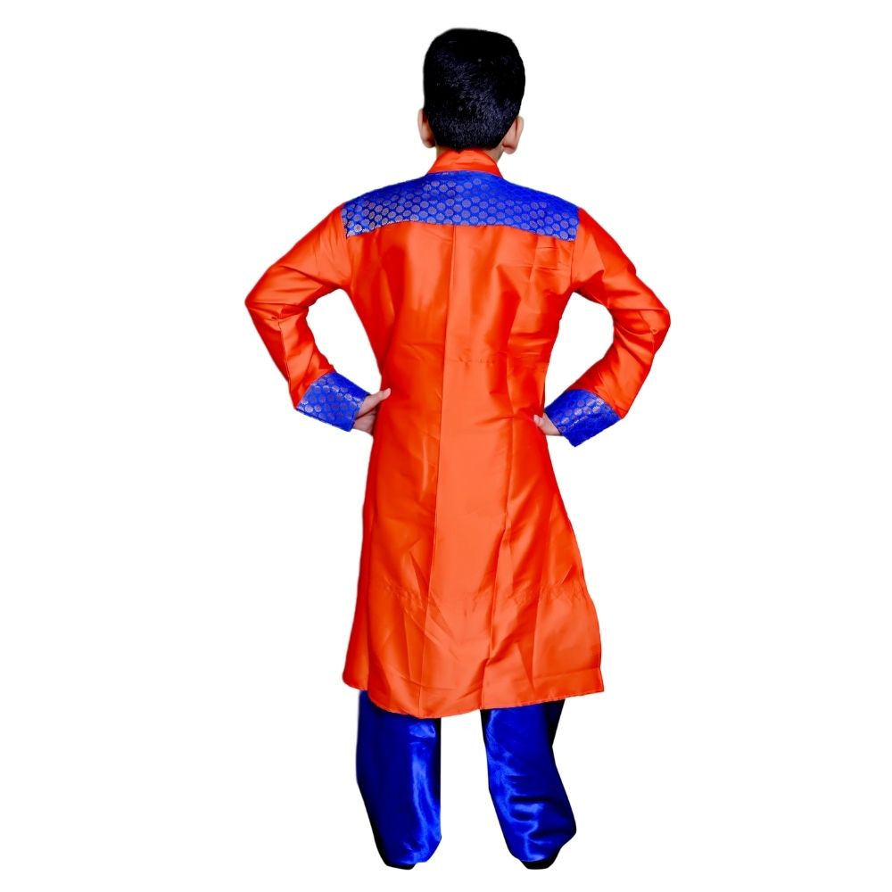 Boys Kathak Dress in Orange & Royal Blue