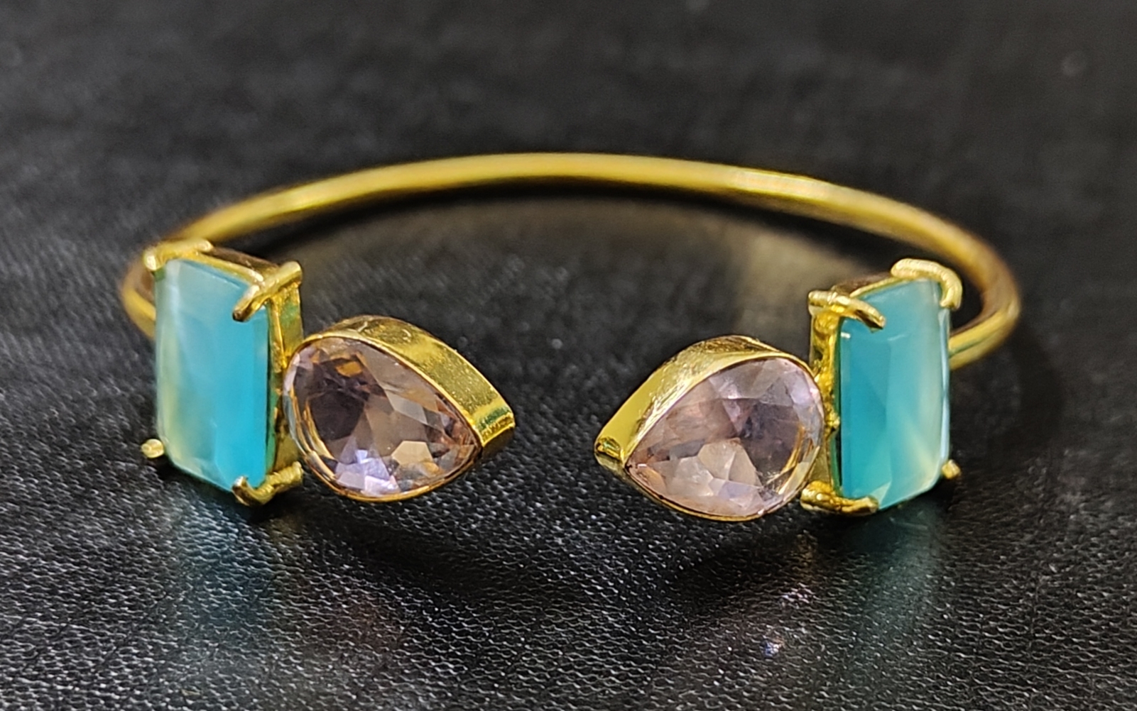 Bracelet - Glass Stone Blue and Purple Adjustable