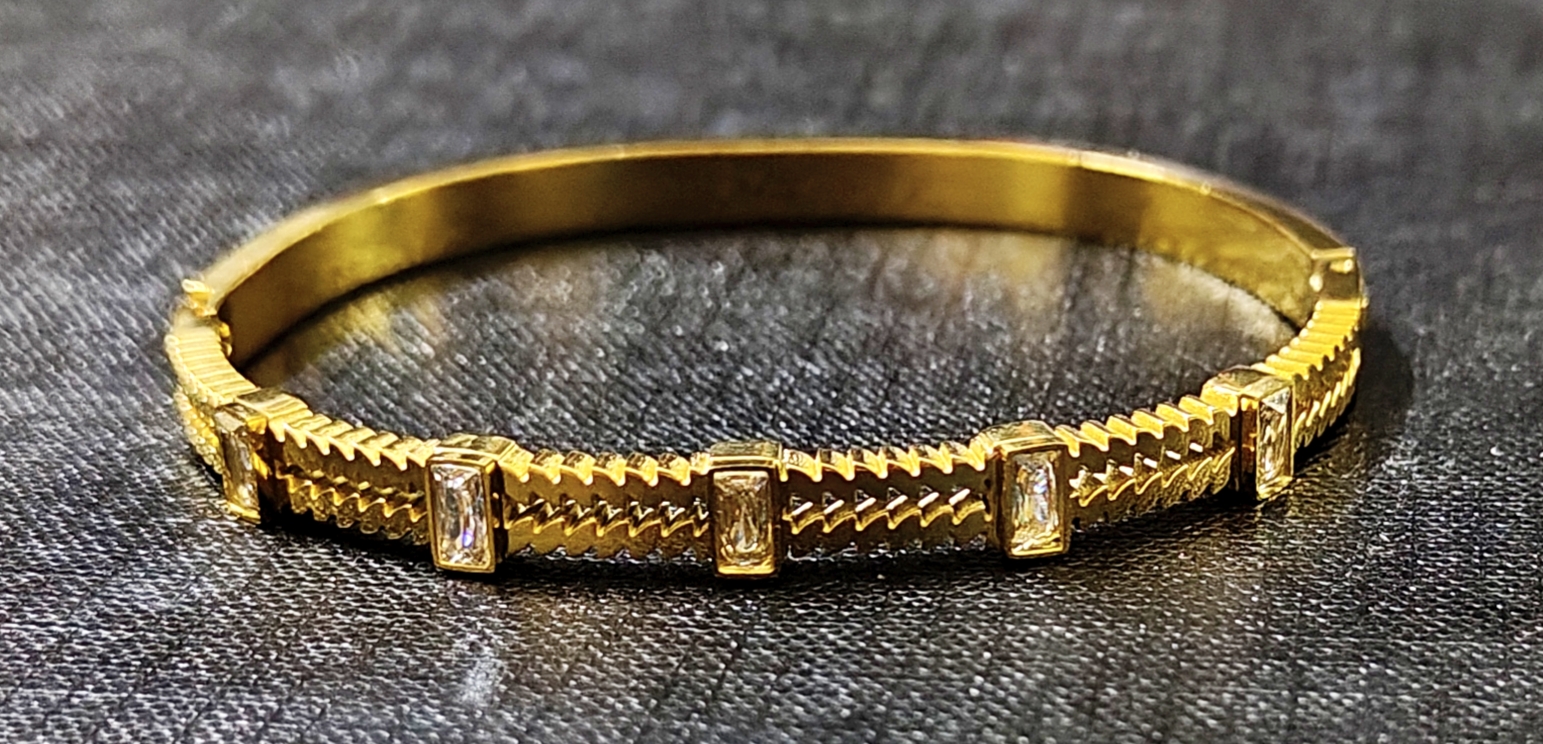 Bracelet - Stainless Steel Rectangle Stones