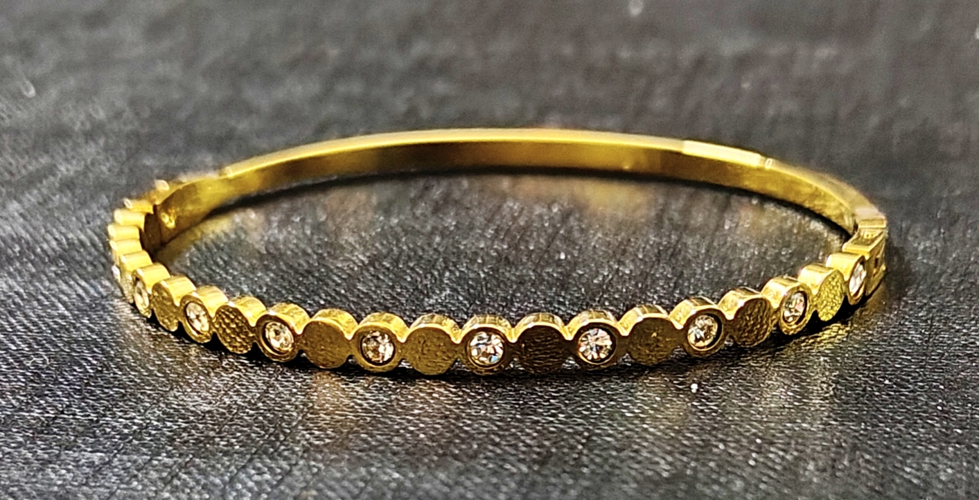 Bracelet - Stainless Steel Plain with Stones