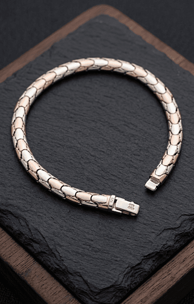 925 Silver Dual Tone Titan Scale Bracelet