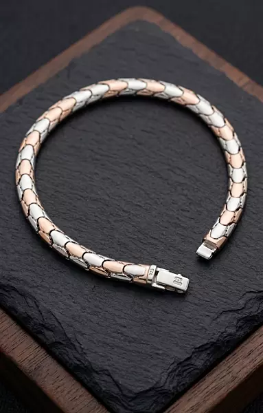 925 Silver Dual Tone Titan Scale Bracelet
